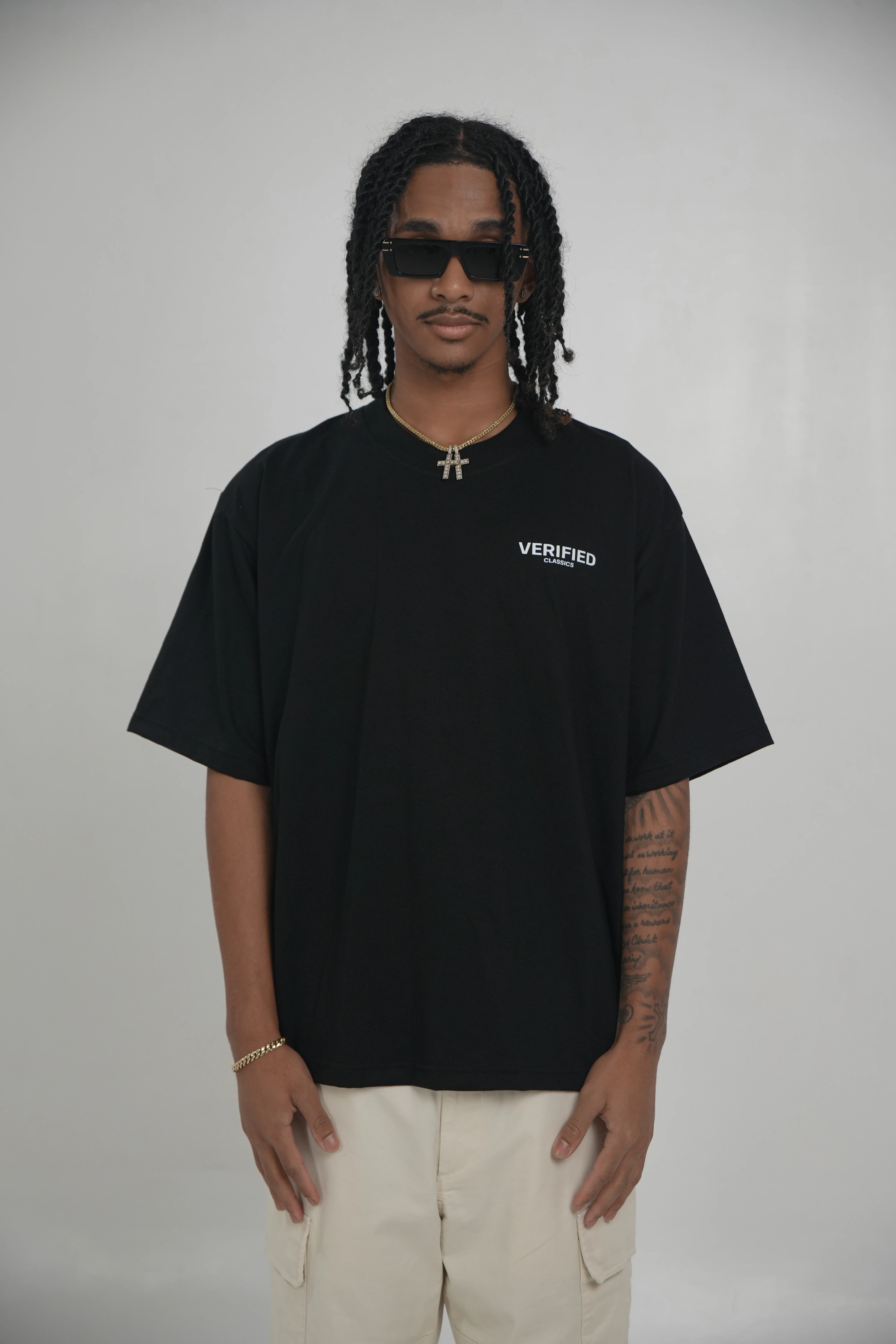 Front of men's Basic Tee in black.